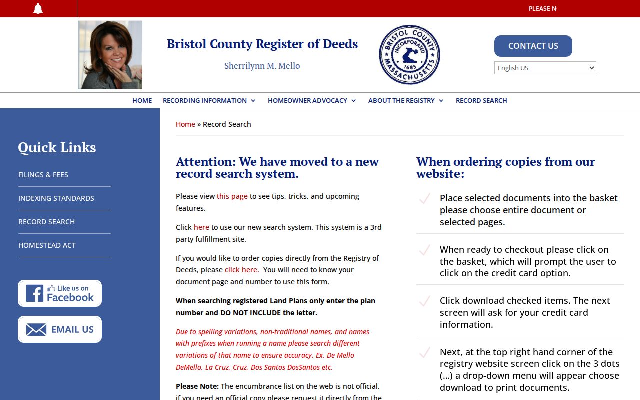 New Bedford residents directory Bristol South deed index instructions