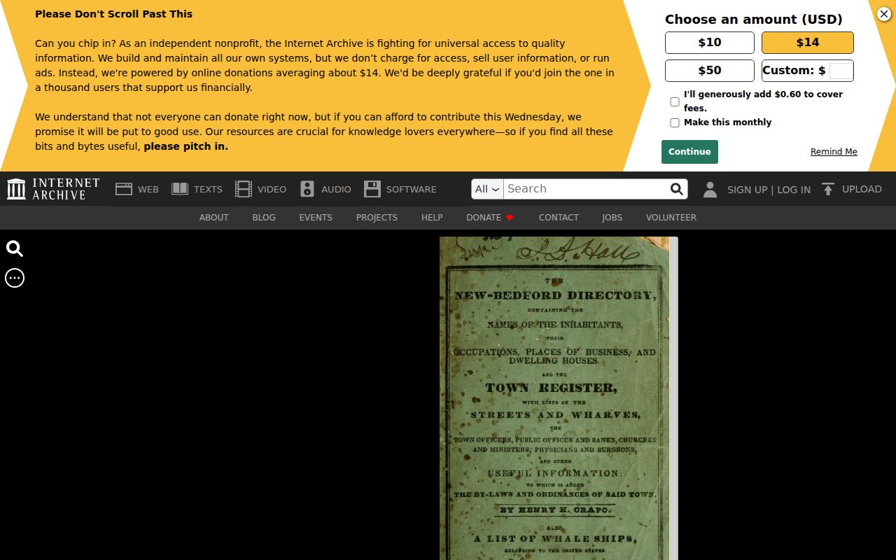 New Bedford city directory 1836 digitized collection page